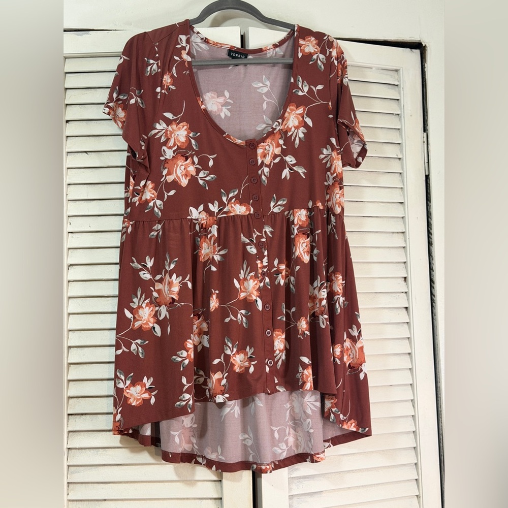 Torrid Rust Floral Blouse